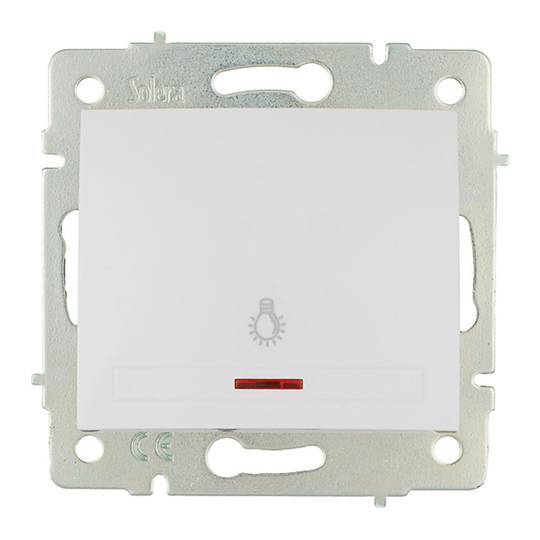 Illuminated recessed push button without frame 10A 250V 83x81mm white ...