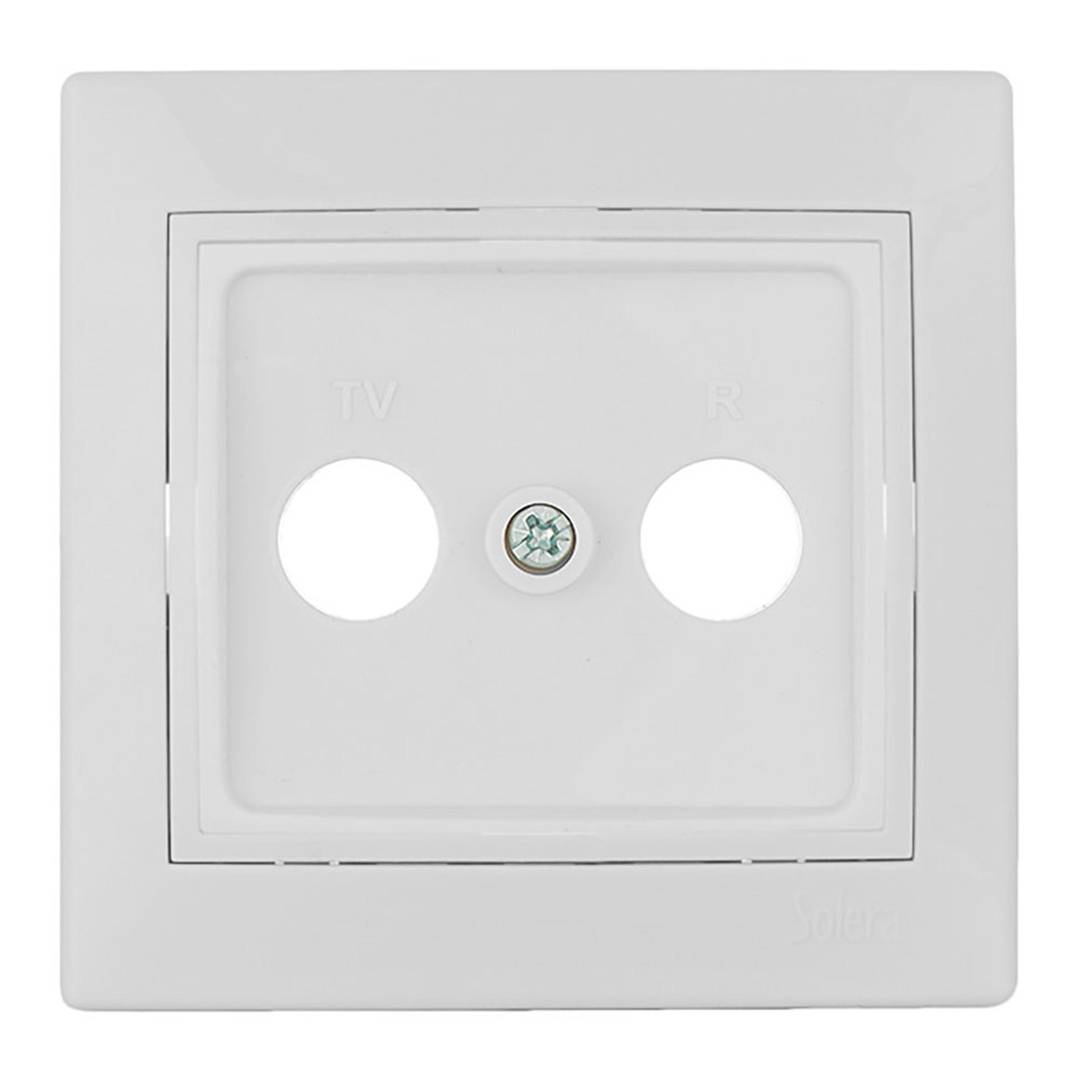 Tampa de encastrar com moldura para tomada de sinal de rádio e televisão na cor branca Solera ERP47TLVU