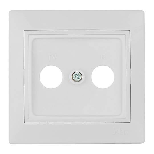 Tampa de encastrar com moldura para tomada de sinal de rádio e televisão na cor branca Solera ERP47TLVU