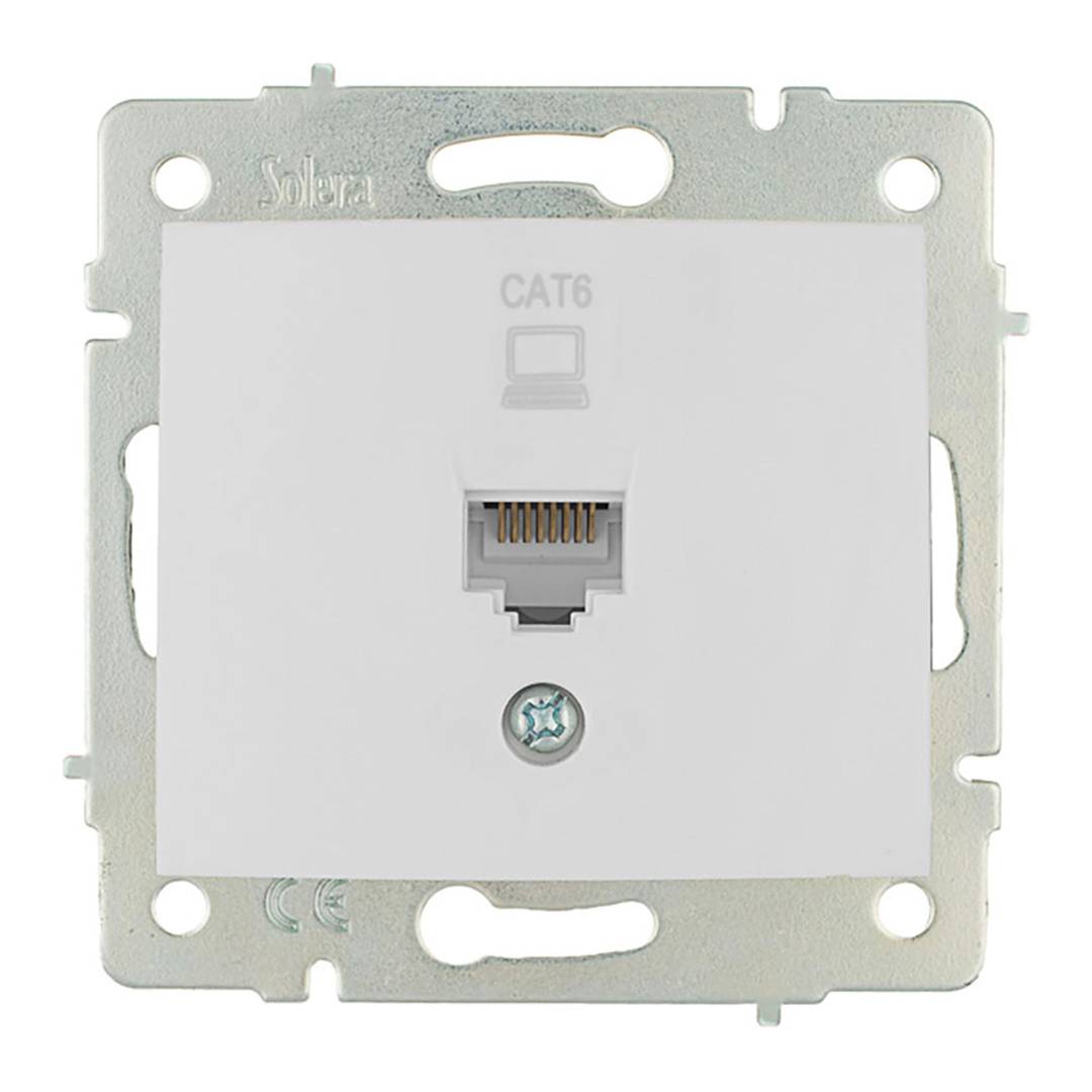 Inbouwdeksel zonder frame voor RJ45 cat6 databus van 83x81x10mm in witte kleur Solera ERP88