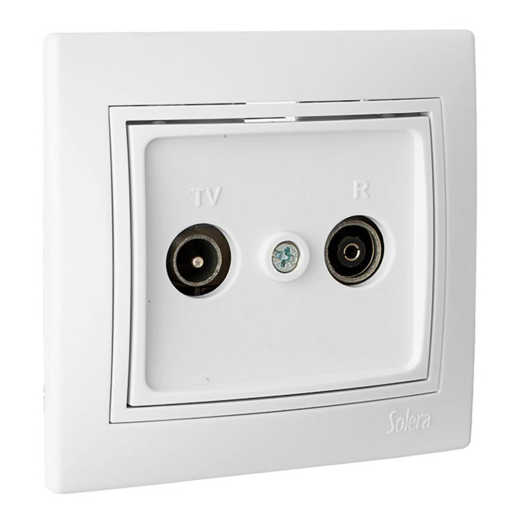 Final recessed cover with frame for radio and television signal socket in white color Solera ERP47U