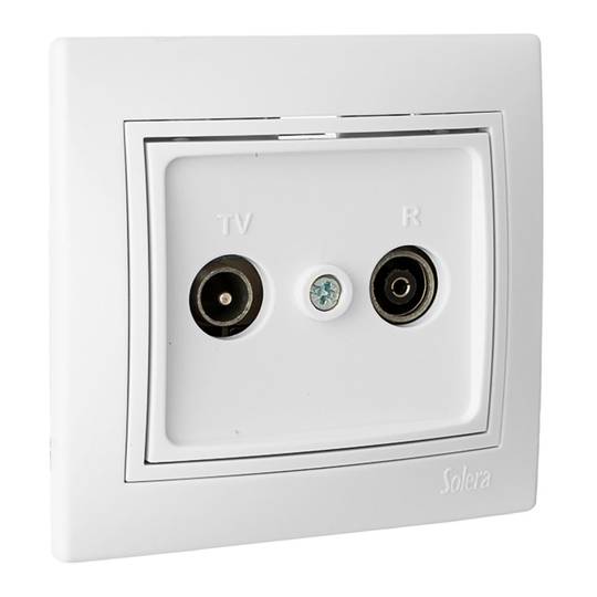 Final recessed cover with frame for radio and television signal socket in white color Solera ERP47U