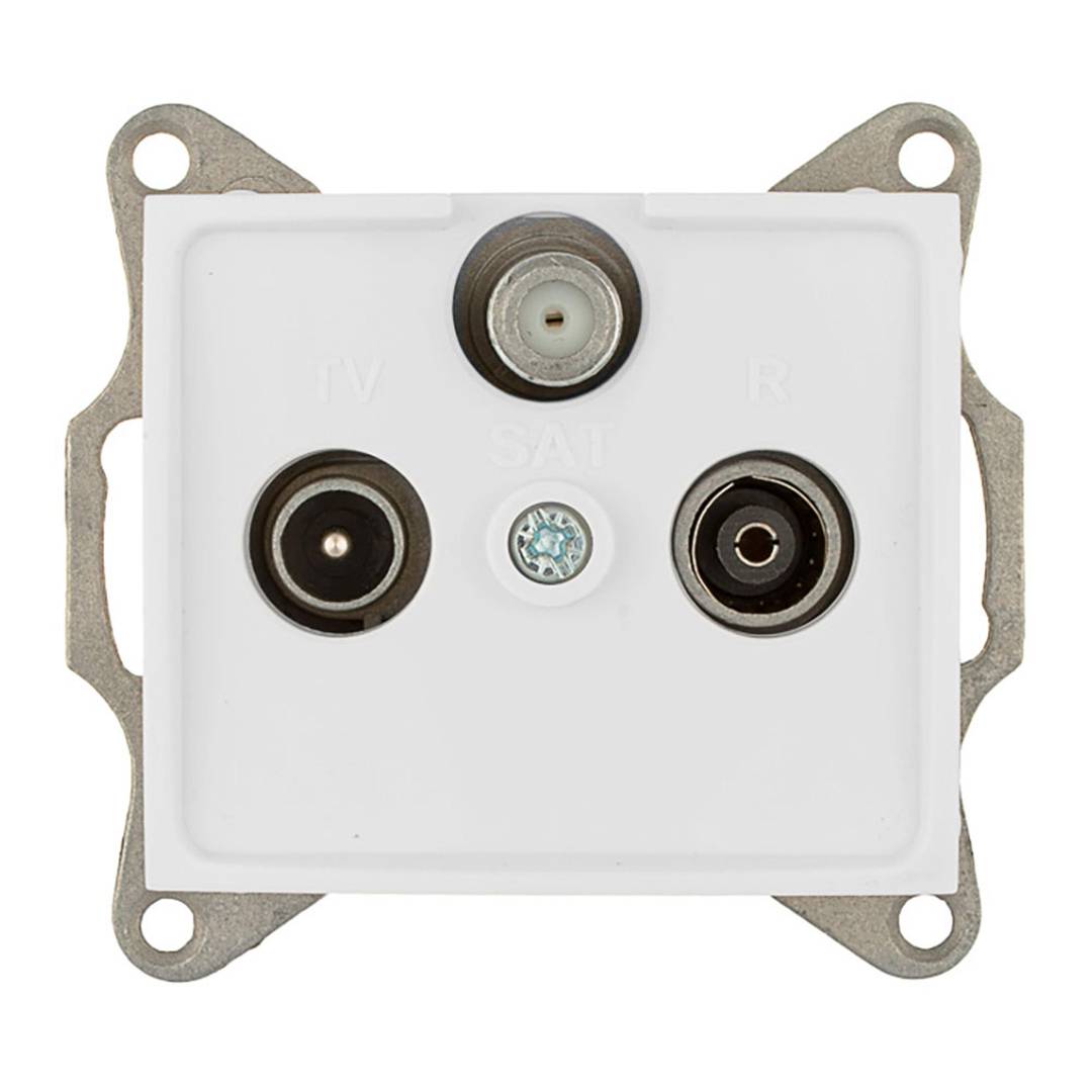 Final recessed cover without frame for satellite radio and television signal socket in white color Solera ERP48