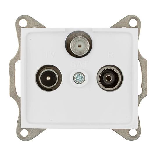 Final recessed cover without frame for satellite radio and television signal socket in white color Solera ERP48