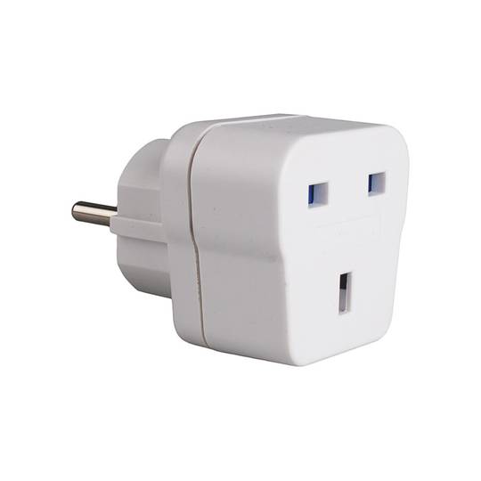 Reiseadapter 2P+T Schuko auf Englisch 13A 250V weiße Farbe Solera AV1