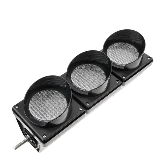 Semáforo para interior e exterior IP65 preto 3 x 100mm 12-24V com luzes LED verde amarelo e vermelho