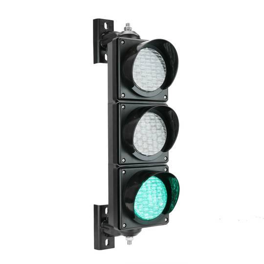 Semáforo para interior e exterior IP65 preto 3 x 100mm 12-24V com luzes LED verde amarelo e vermelho