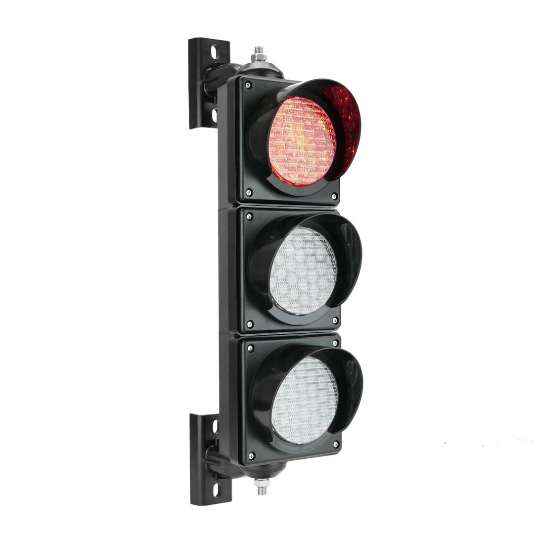 Semáforo para interior e exterior IP65 preto 3 x 100mm 12-24V com luzes LED verde amarelo e vermelho