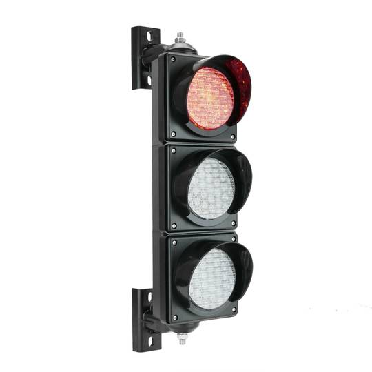 Semáforo para interior e exterior IP65 preto 3 x 100mm 12-24V com luzes LED verde amarelo e vermelho