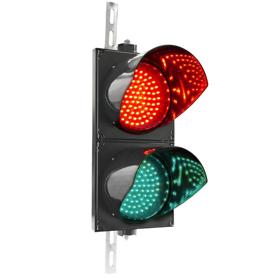 Semaforo per interni ed esterni IP65 nero 2 x 200mm 12-24V con luci LED  verde e rosso - Cablematic
