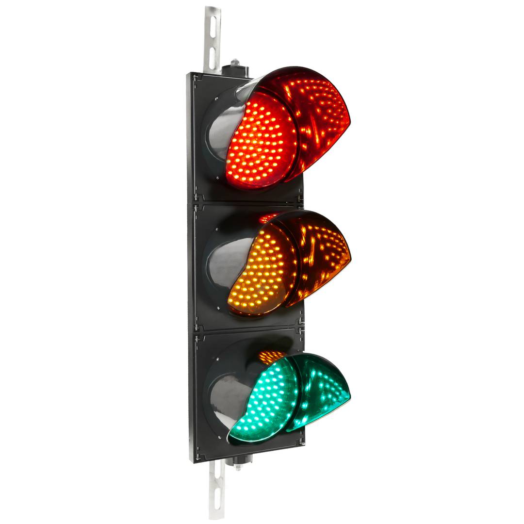 Semaforo per interni ed esterni IP65 nero 3 x 200mm 12-24V con luci LED  verde giallo e rosso - Cablematic