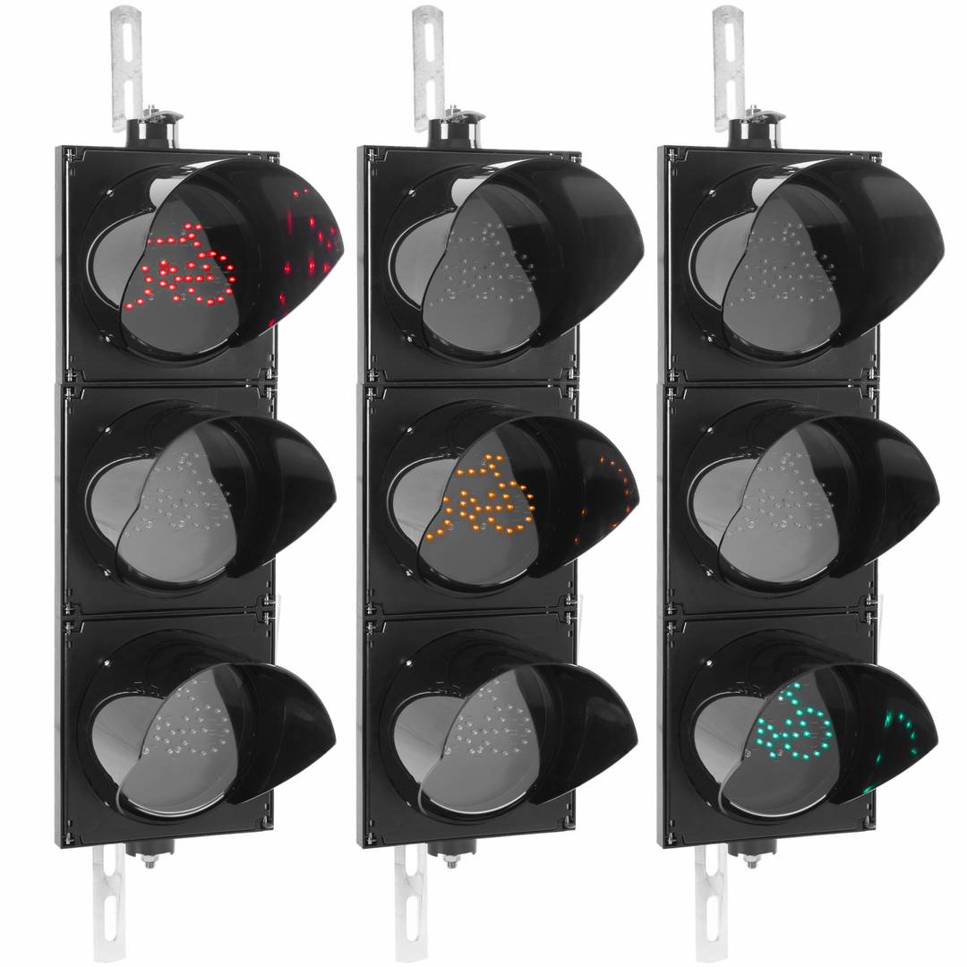 Indoor and outdoor bicycle traffic light IP65 black 3 x 200mm 12-24V with green, amber-yellow and red LED lights