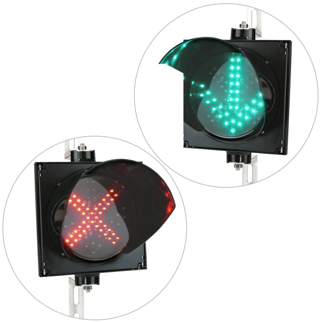 Feu à LED pour feu de signalisation IP65 200mm 12-24V flèche verte et croix  rouge - Cablematic
