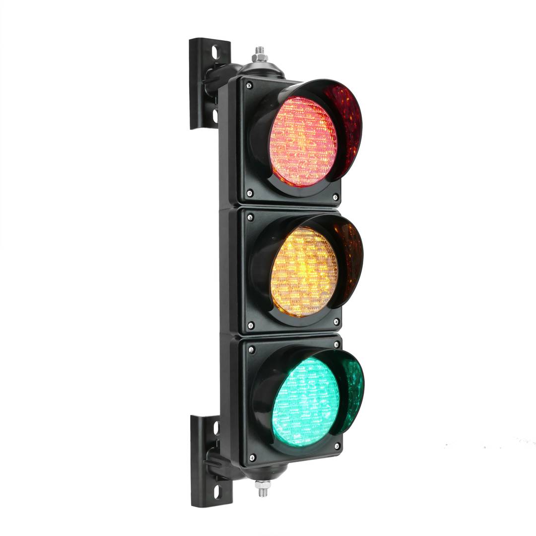 Semaforo per interni ed esterni IP65 nero 3 x 100mm 220V con luci LED verde  giallo e rosso - Cablematic