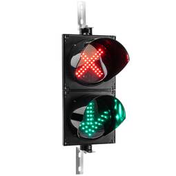 Semáforo para interior y exterior IP65 negro de 2 x 200mm de 220 VAC con verde-flecha y rojo-cruz