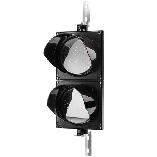 Semàfor per a interior i exterior IP65 negre de 2 x 200 mm de 220 VAC amb verd-fletxa i vermell-creu