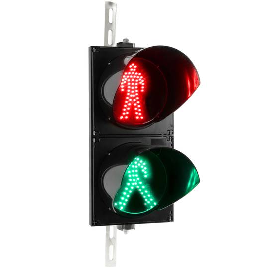 Traffic light for indoor and outdoor IP65 black 2 x 200mm 220V with green and red for pedestrians