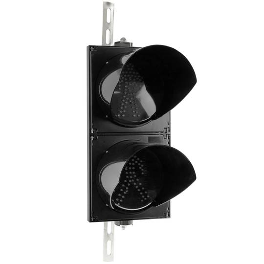 Traffic light for indoor and outdoor IP65 black 2 x 200mm 220V with green and red for pedestrians