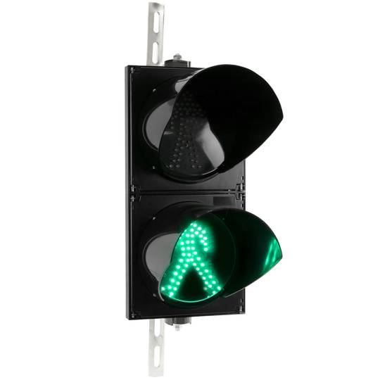 Traffic light for indoor and outdoor IP65 black 2 x 200mm 220V with green and red for pedestrians