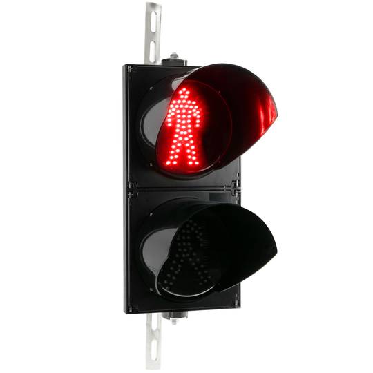 Traffic light for indoor and outdoor IP65 black 2 x 200mm 220V with green and red for pedestrians