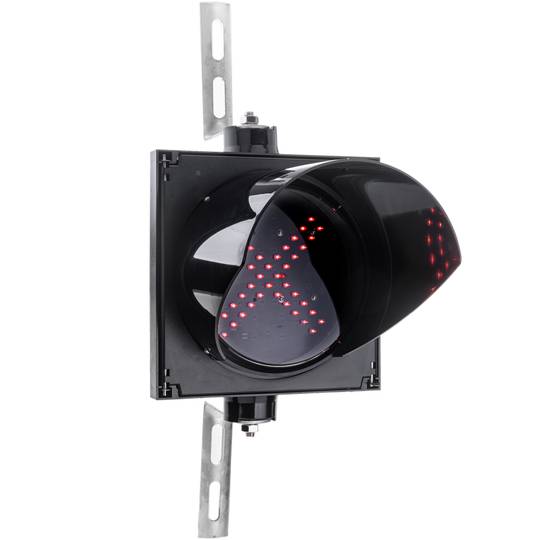 Binnen en buiten verkeerslicht IP65 zwart 1 x 200mm, 12-24V met rood kruisvormig licht