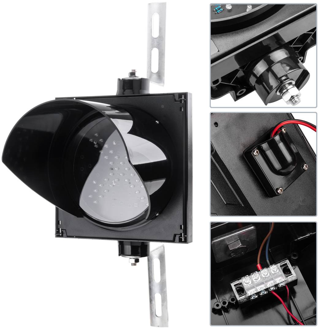 Binnen en buiten verkeerslicht IP65 zwart 1 x 200mm, 12-24V met rood kruisvormig licht