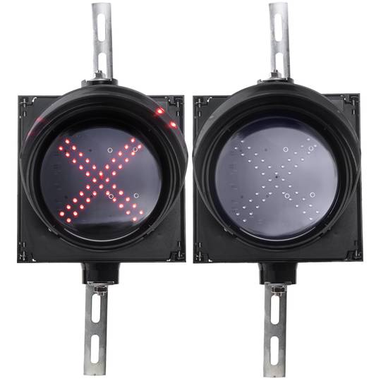 Binnen en buiten verkeerslicht IP65 zwart 1 x 200mm, 12-24V met rood kruisvormig licht