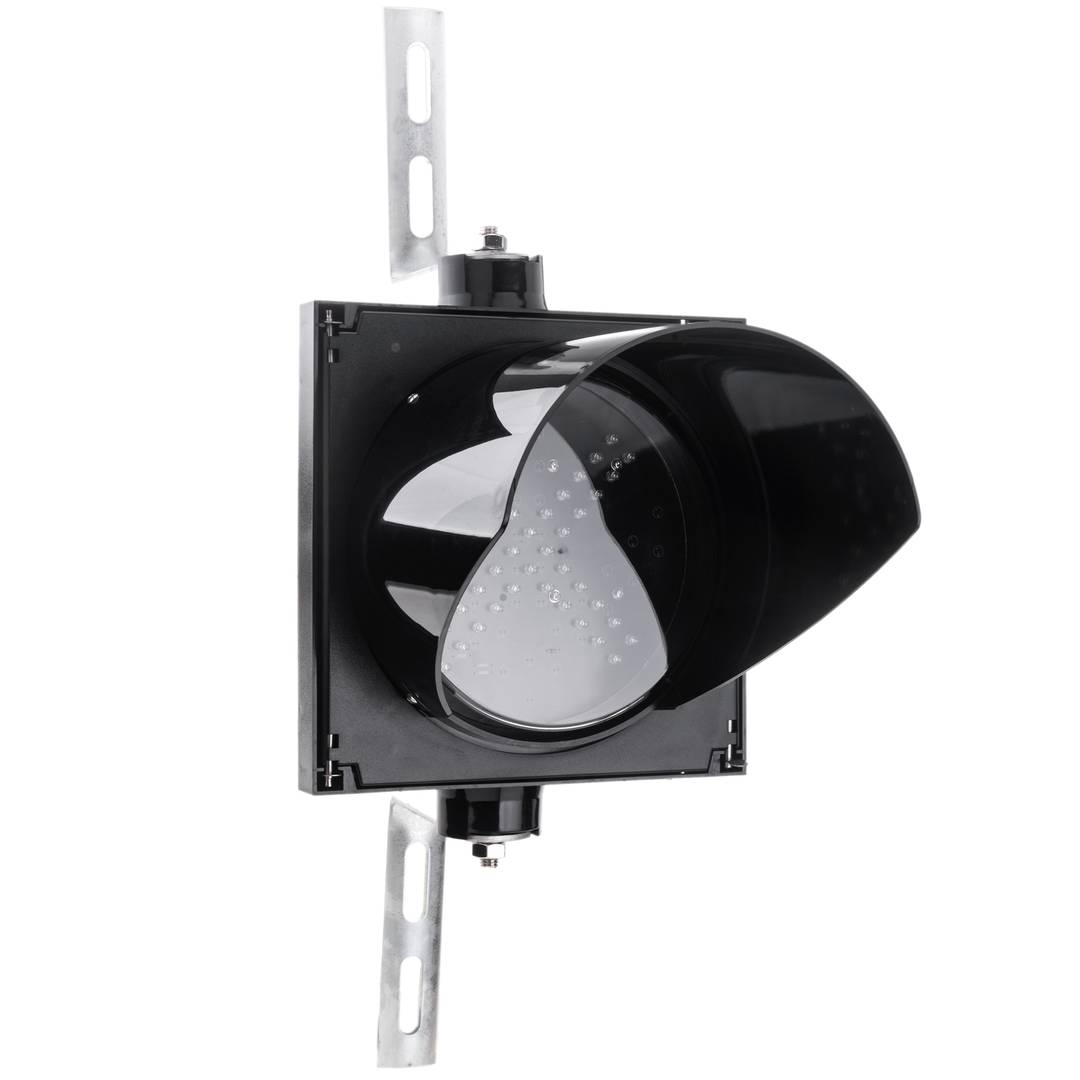 Binnen en buiten verkeerslicht IP65 zwart 1 x 200mm, 12-24V met rood kruisvormig licht