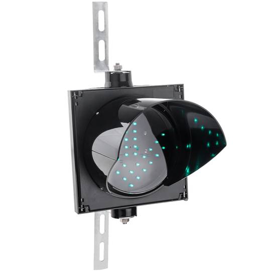 Semàfor per a interior i exterior IP65 negre d'1 x 200 mm de 12-24V amb llum verda en forma de fletxa