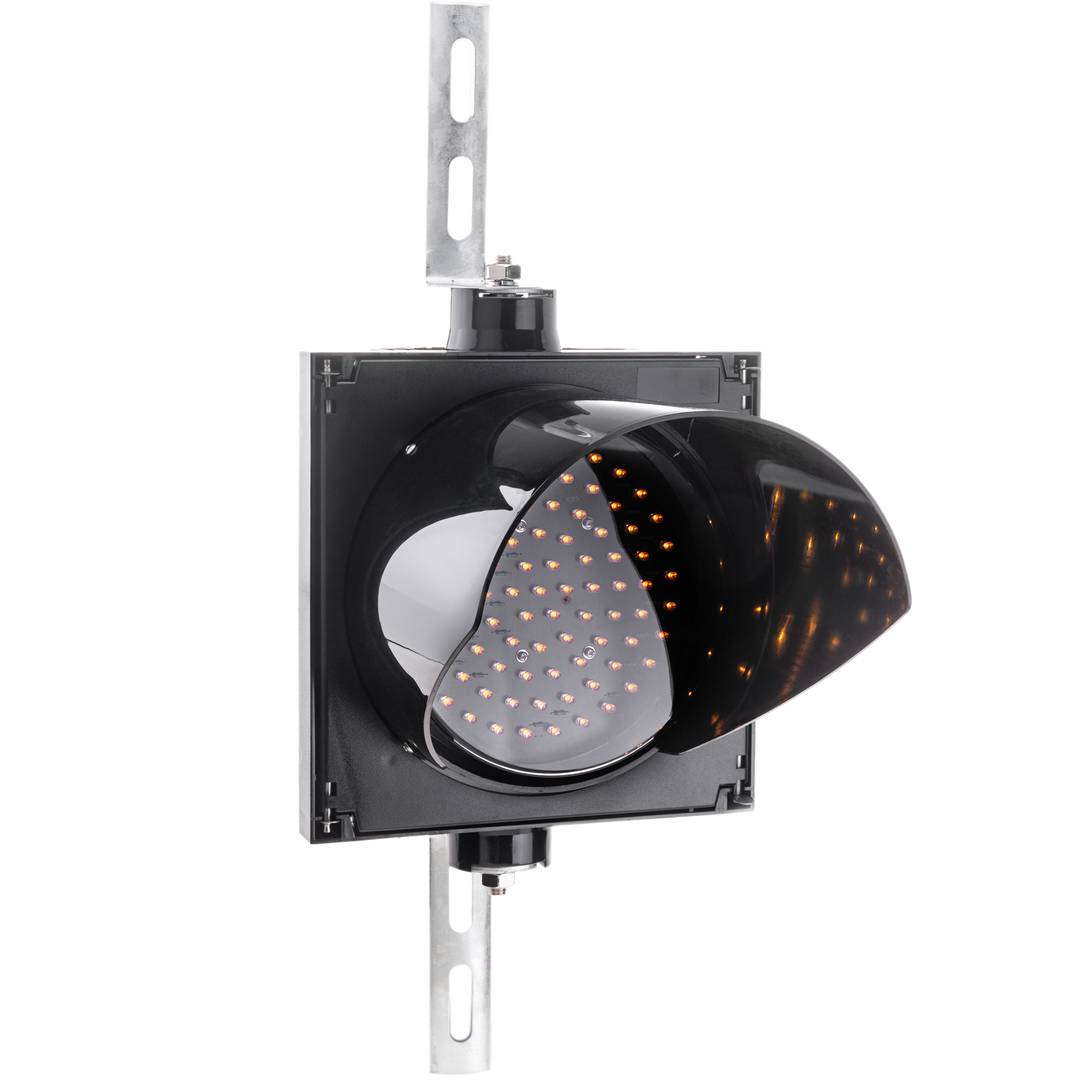 Feu de signalisation intérieur et extérieur IP65 noir 1 x 200mm 12-24V avec lumière ambre-jaune