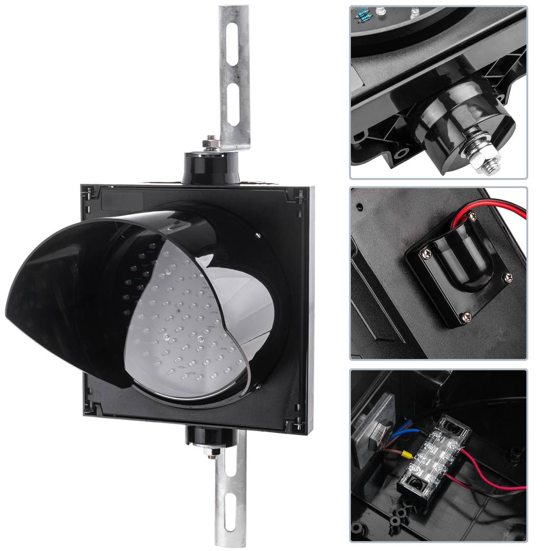 Feu de signalisation intérieur et extérieur IP65 noir 1 x 200mm 12-24V avec lumière ambre-jaune