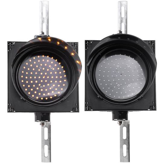 Feu de signalisation intérieur et extérieur IP65 noir 1 x 200mm 12-24V avec lumière ambre-jaune