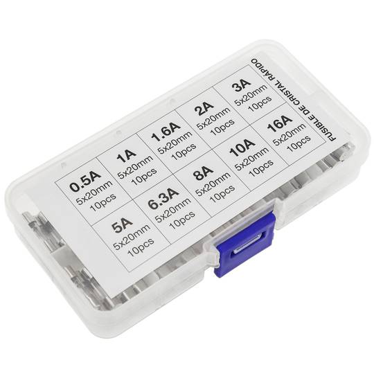 Set de fusibles de cristal rápidos 5 x 20 mm 100 unidades