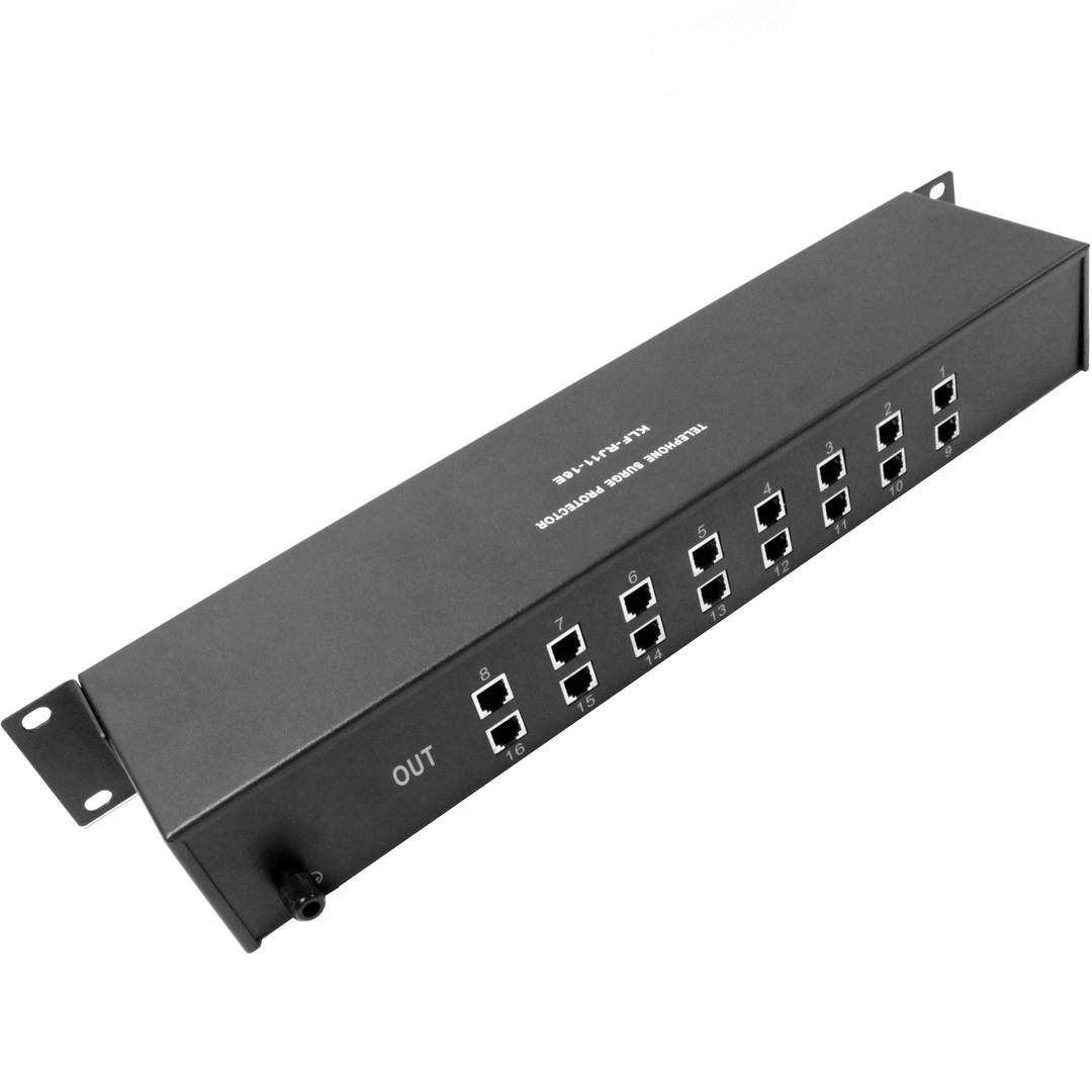 Surge protector RJ11 RJ12 phone 10KA 110V 16-port 4-pin rack 19 inch -  Cablematic