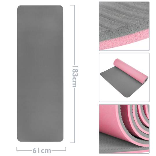 Non-slip Double Layer Pink Yoga Mat 183x61x0.6 cm