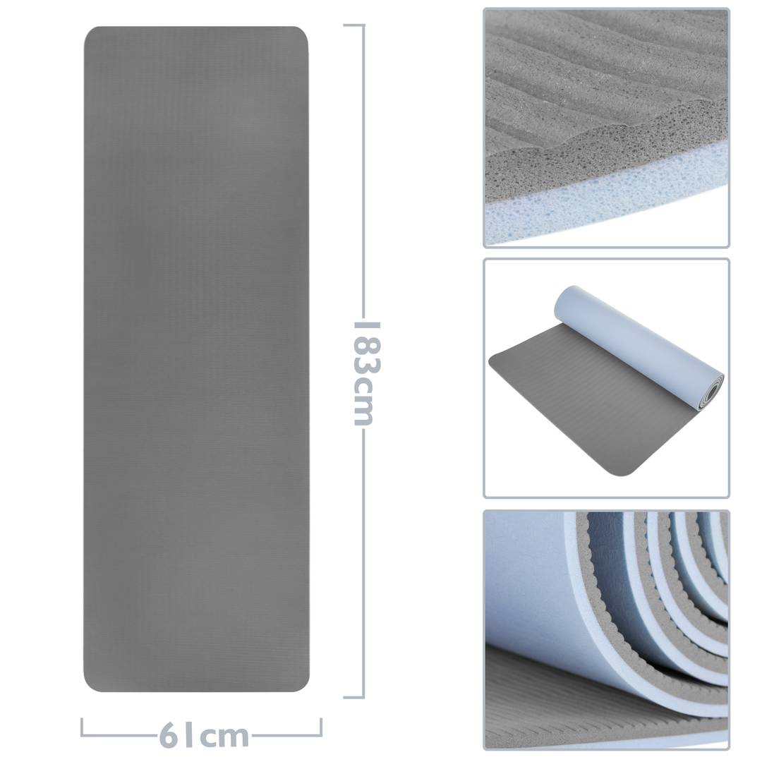 Non-slip Double Layer Blue Yoga Mat 183x61x0.8 cm