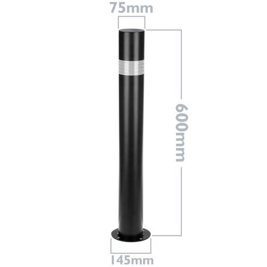Stalowy słupek słupkowy z przybijaną podstawą czarny 75 x 600 mm