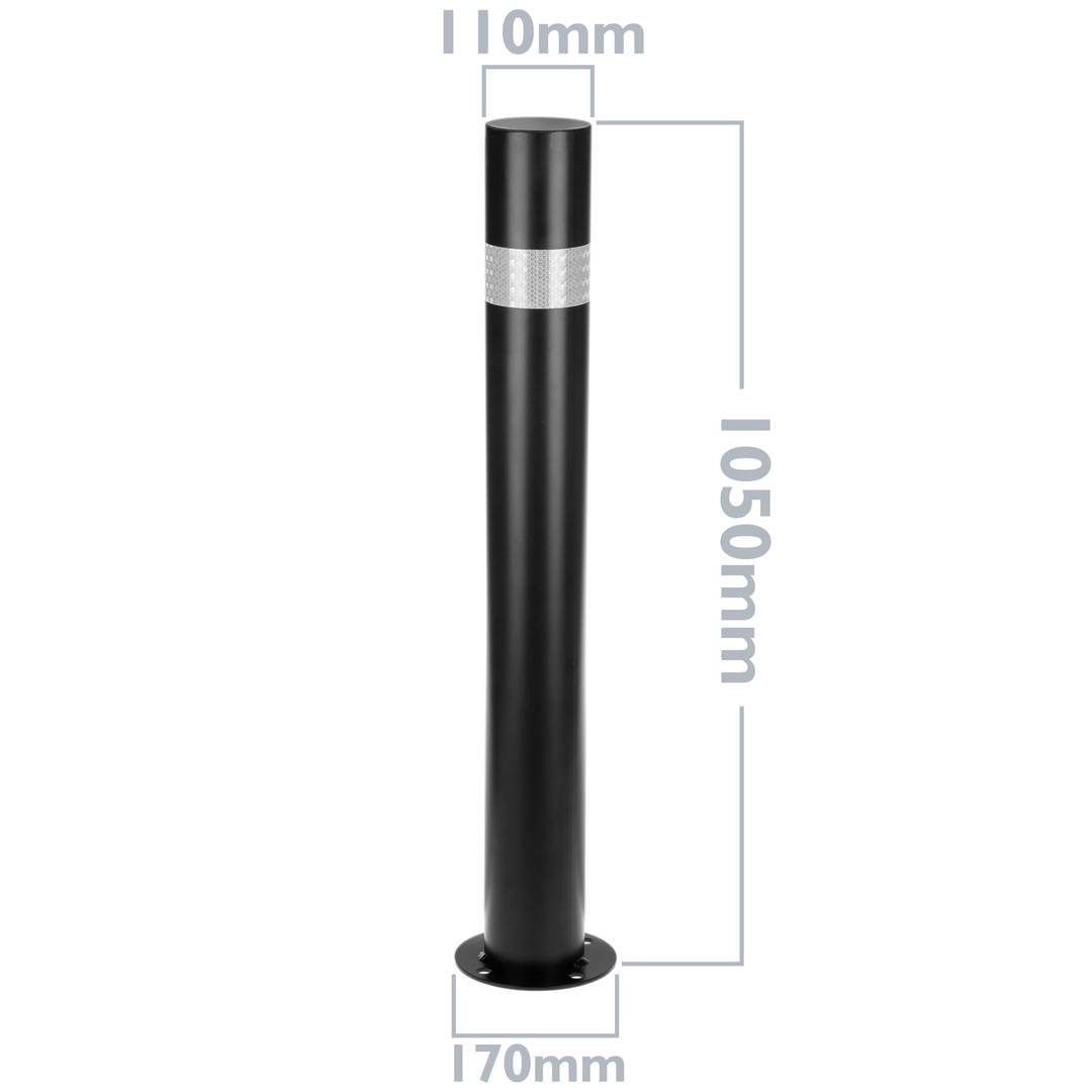 Pilona bolard d'acer amb base clavada negre 110x1000mm