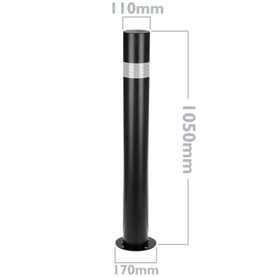Pilona bolard d'acer amb base clavada negre 110x1000mm