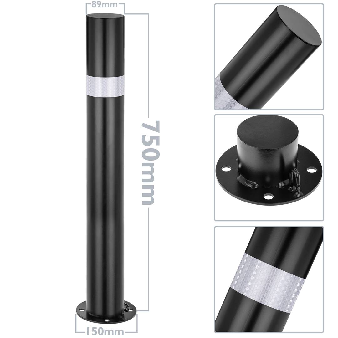 Steel bollard bollard with removable nailed base 89x750mm black