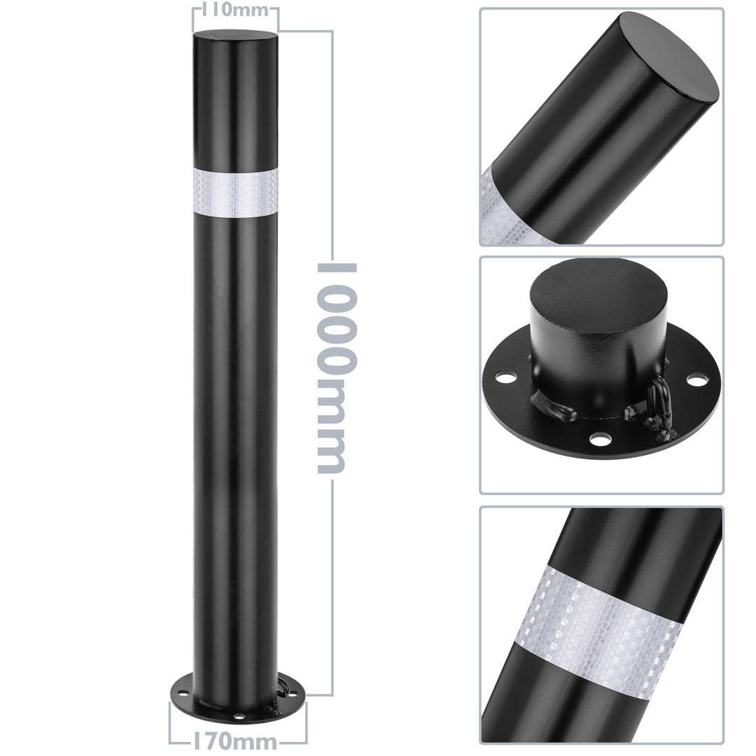 Dissuasore in acciaio con base smontabile inchiodata 110x1000mm nera