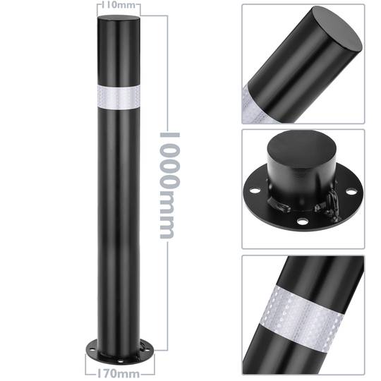 Dissuasore in acciaio con base smontabile inchiodata 110x1000mm nera