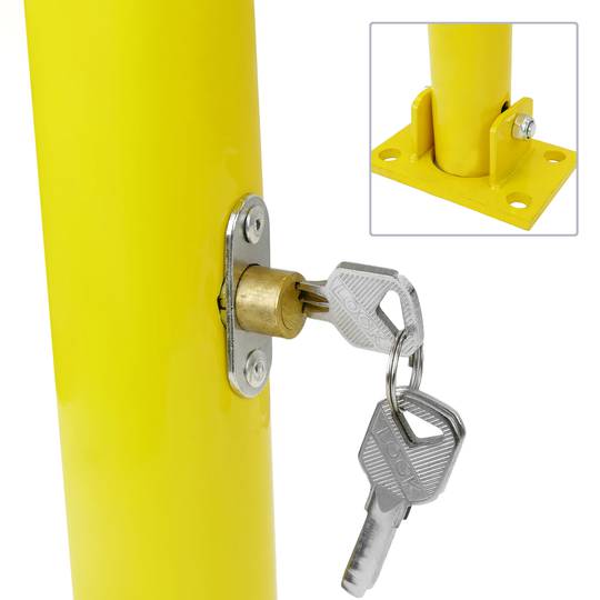 Pilona d'acer plegable piló abatible amb pany 60x790x290mm