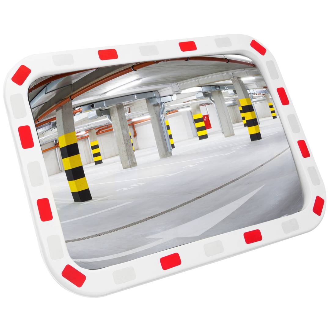 Miroir convexe de signalisation de sécurité de forme rectangulaire