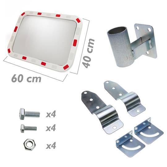 Mirall convex rectangular de senyalització seguretat i vigilància 60x40 cm amb marc bicolor