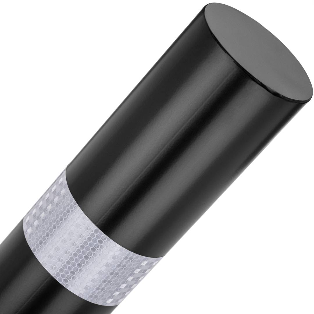 Pilona bolardo de acero con base enterrada removible 76x600mm de COLOR NEGRO