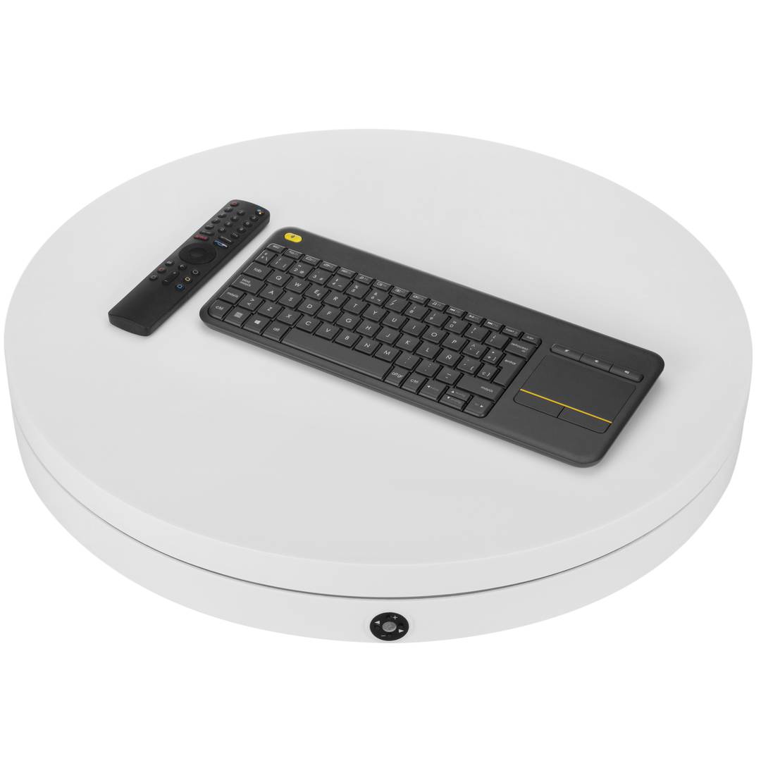 60 cm elektrisch draaibare voet. Wit roterend platform met afstandsbediening