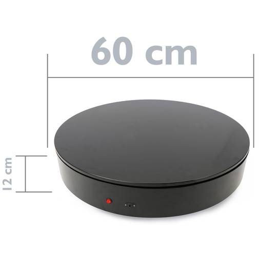 60 cm elektrisch draaibare voet. Zwart roterend platform met afstandsbediening