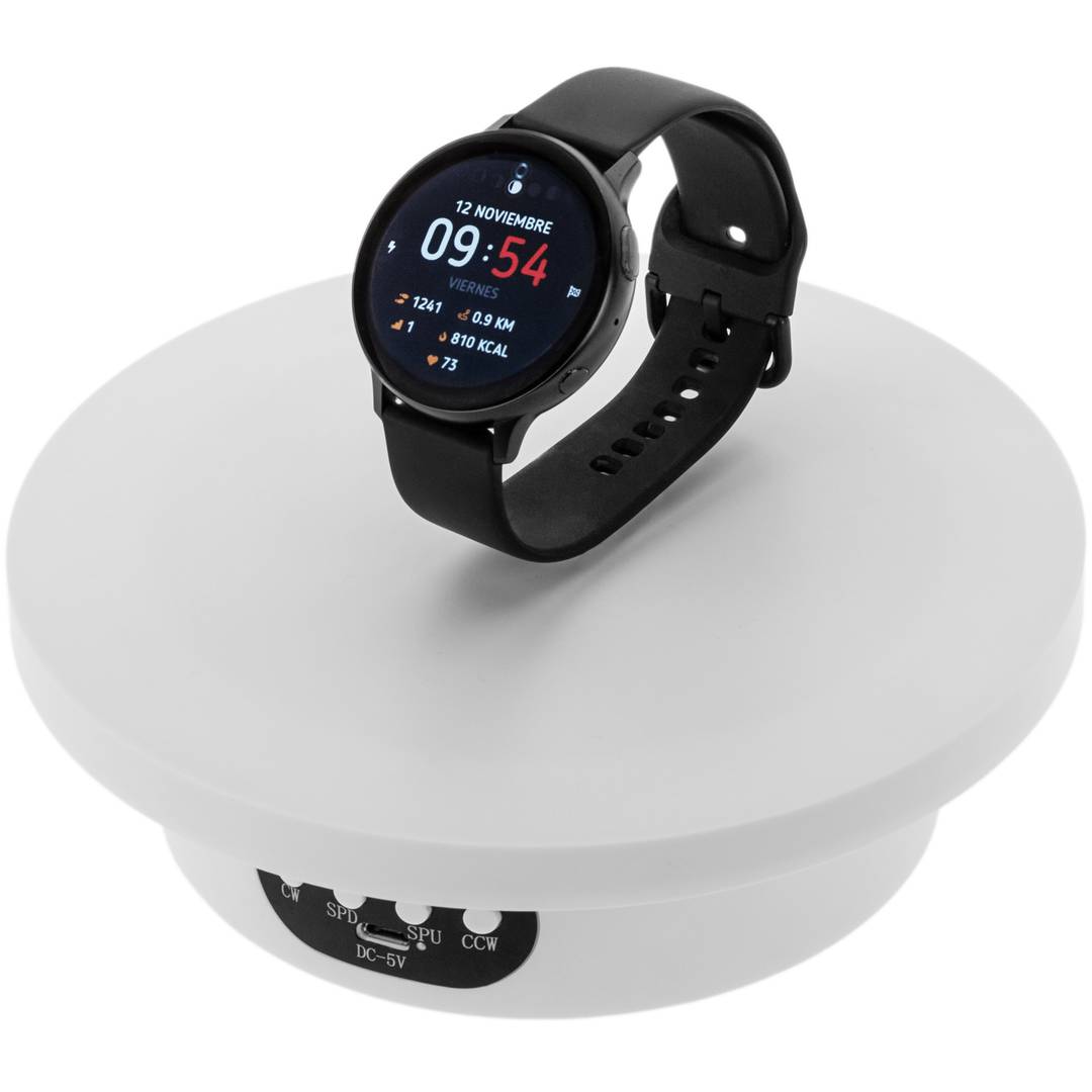 Plateau tournant électrique 16cm blanche avec commande à distance, avec 5 panneaux de couleur