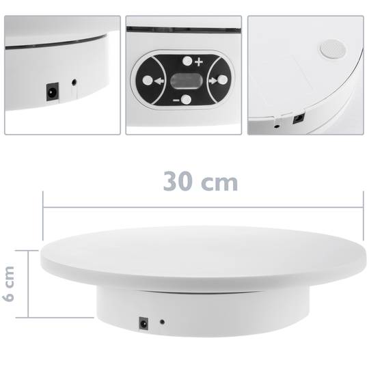 Base girevole elettrica  Bluetooth di 30 cm di diametro di colore bianco